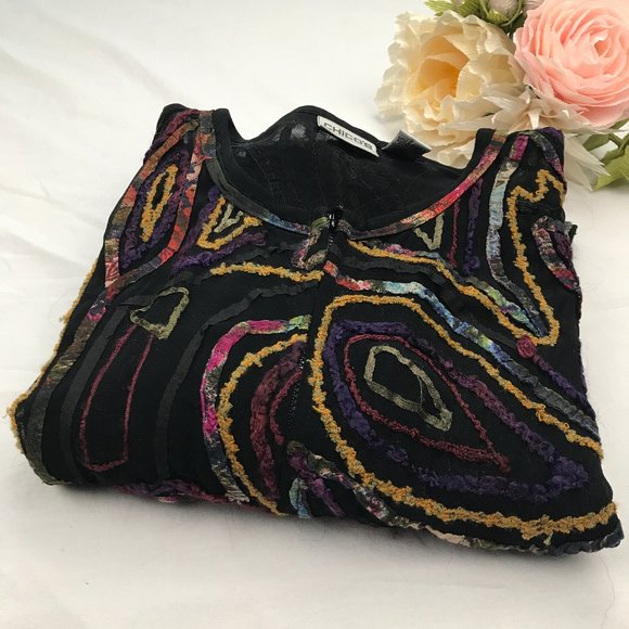 Chico's Patchwork Sheer Jacket - M - Picture 6 of 6